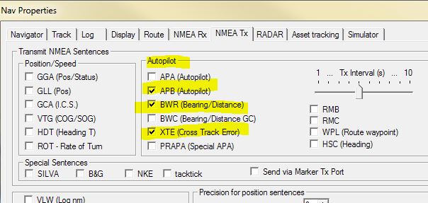 Panel showiung autopilot data